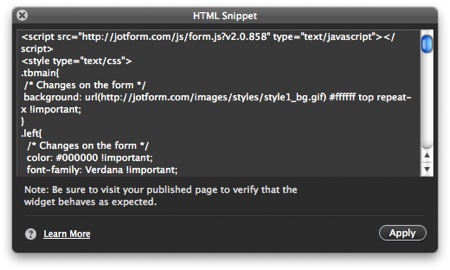 insert_code_into_iweb_snippet