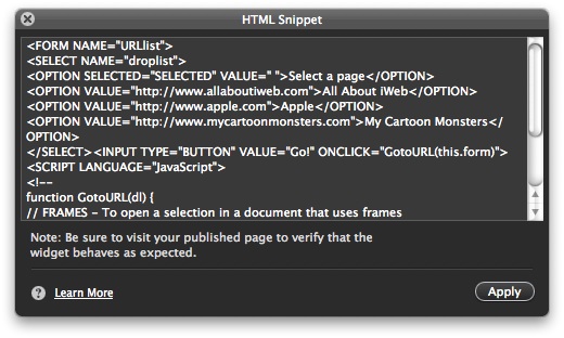 iweb_html_snippet_drop_down_example